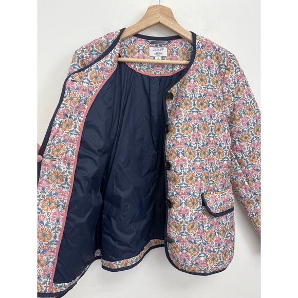 J. Crew Quilted Puffer Lady Jacket Liberty Honeysuckle Floral PrimaLoft - Size 6 - Picture 8 of 13